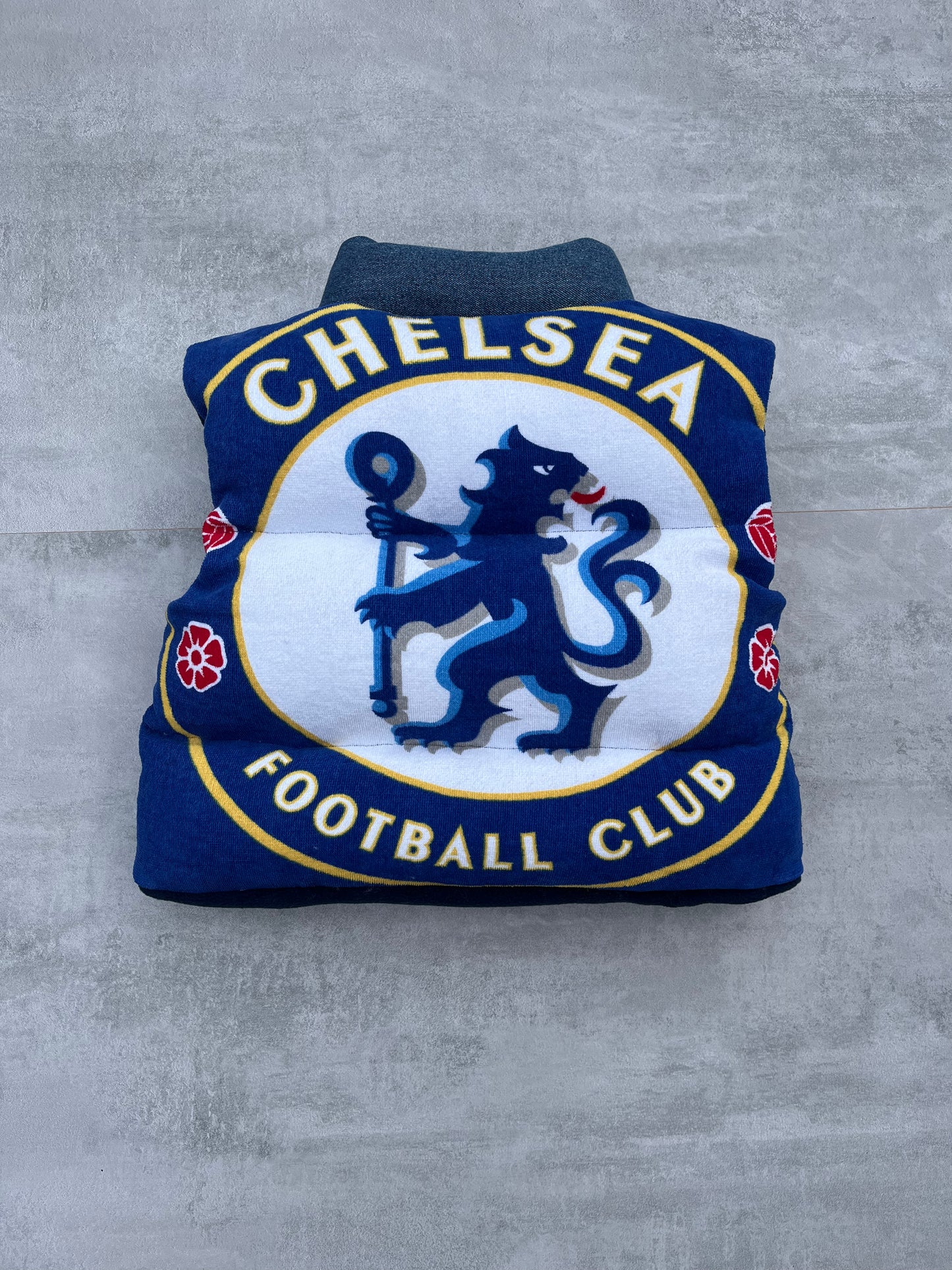 Chelsea Denim Puffer Vest Womens