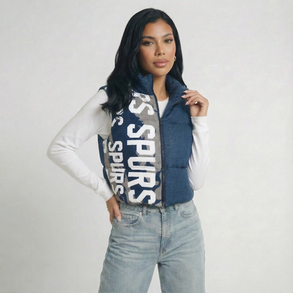 Spurs Denim Puffer Vest Womens