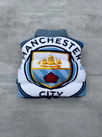 Man City Denim Puffer Vest Womens