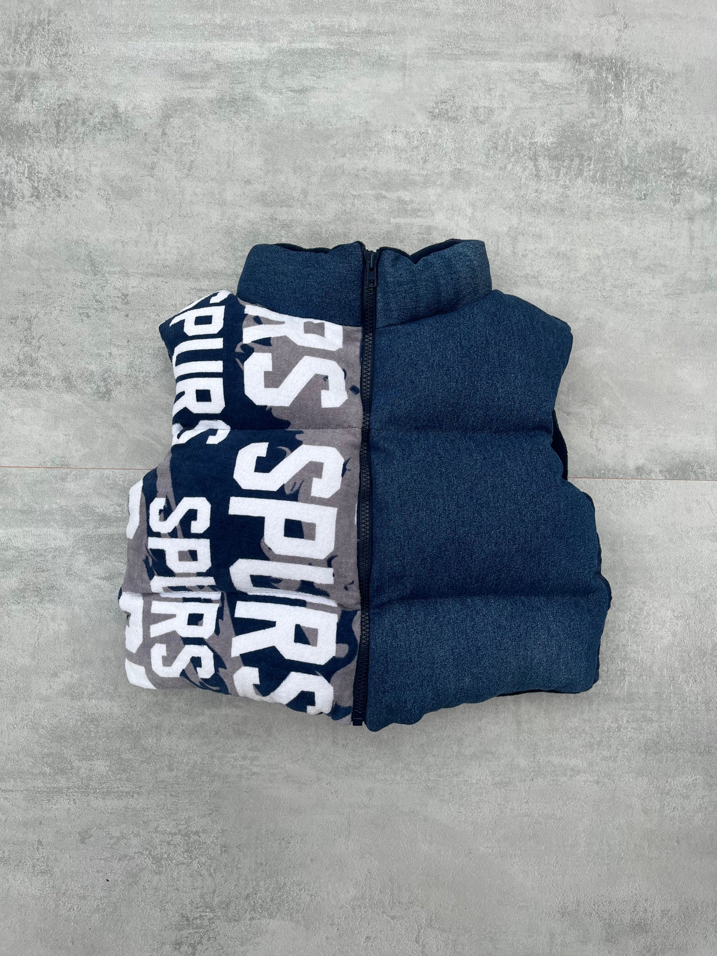 Spurs Denim Puffer Vest Womens
